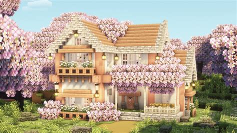 cherry blossom house designs minecraft|cherry blossom house tutorial minecraft.